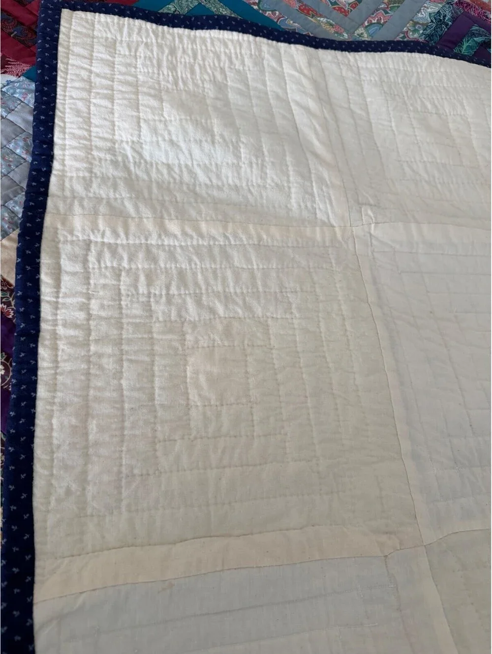 Handmade Log Cabin Quilt Vintage Patchwork Colorful Cotton Throw 54